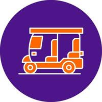 Rickshaw Line Filled Circle Icon vector