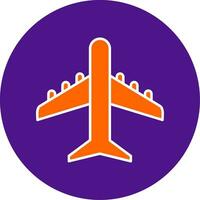 Plane Line Filled Circle Icon vector