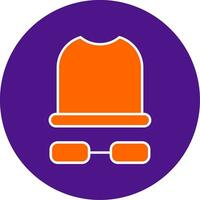 White Hat Line Filled Circle Icon vector