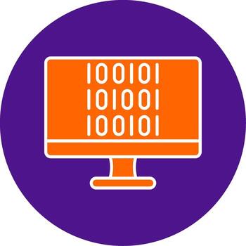 binario código línea lleno circulo icono vector