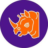 Rhinoceros Line Filled Circle Icon vector
