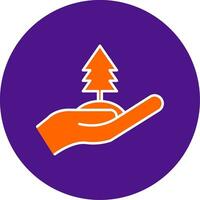Tree Line Filled Circle Icon vector