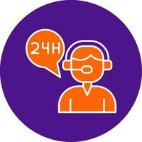 24 Hours Support Line Filled Circle Icon vector