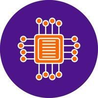 Computer Chip Line Filled Circle Icon vector