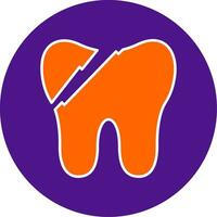 Broken Tooth Line Filled Circle Icon vector