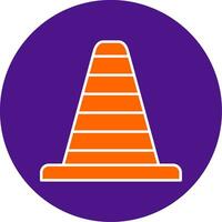 Traffic Cone Line Filled Circle Icon vector