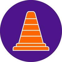 Traffic Cone Line Filled Circle Icon vector
