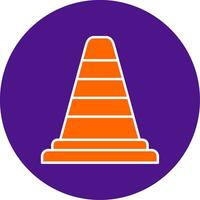 Traffic Cone Line Filled Circle Icon vector