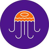 Jellyfish Line Filled Circle Icon vector