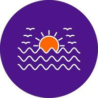 Sunset Line Filled Circle Icon vector