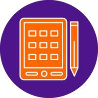Drawing Tablet Line Filled Circle Icon vector