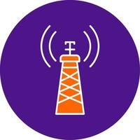 Signal Tower Line Filled Circle Icon vector