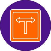 T Junction Line Filled Circle Icon vector
