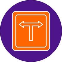 T Junction Line Filled Circle Icon vector