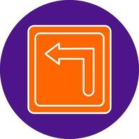 Turn Left Line Filled Circle Icon vector