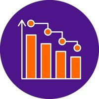 Bar Chart Line Filled Circle Icon vector