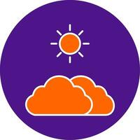 Clouds And Sun Line Filled Circle Icon vector