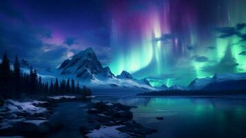 AI generated Northern Lights Nature Background photo