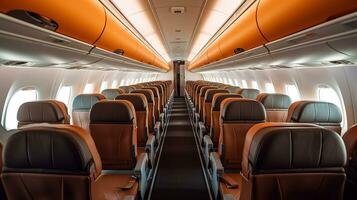 AI generated empty airplane interior view photo