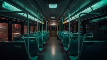 AI generated Empty bus interior view photo