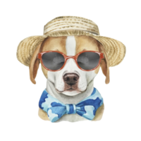 AI generated Cute dog Wear sun protection png