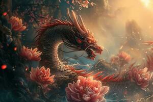 AI Generated Chinese Dragon, New Year 2024 concept photo
