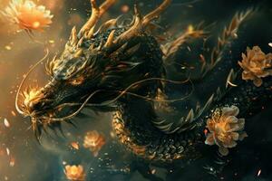 AI Generated Chinese Dragon, New Year 2024 concept photo