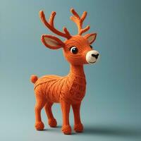 AI generated Cute fluffy deer made from yarn photo