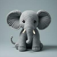 AI generated Cute fluffy elephant made from yarn photo