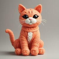 AI generated Cute fluffy cat made from yarn photo