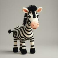 AI generated Cute fluffy zebra made from yarn photo