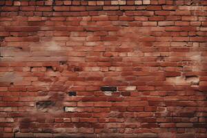 AI generated Red brick wall background by Generative AI photo