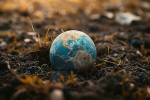 ai generado plantet tierra rodeado por indiferenciado basura foto