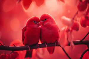 ai generado pájaros del amor atractivo en San Valentín día celebraciones contento enamorado día concepto foto