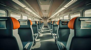 AI generated Empty train interior view photo