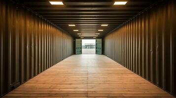 AI generated Empty shipping container interior view photo