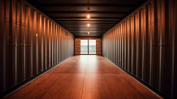 AI generated Empty shipping container interior view photo