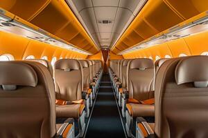 AI generated empty airplane interior view photo