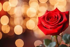 ai generado Rosa flor con Bokeh, celebrando Santo San Valentín día foto