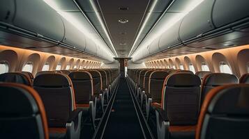 AI generated empty airplane interior view photo