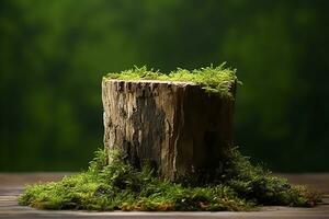 AI generated Empty tree trunk for product display montages photo