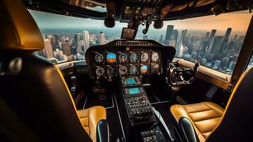 AI generated Helicopter interior view photo