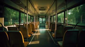 AI generated Empty bus interior view photo