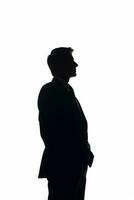 AI generated Silhouette of a thinking businessman on isolated white background photo