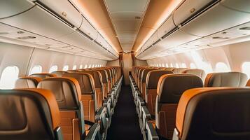 AI generated empty airplane interior view photo