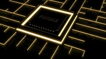 resumen visualización de futuro digital tecnologías. diseño. brillante micro chip de un computadora. foto