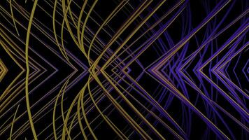 Abstract multicolored lines moving and crossing on a black background. Design. Reflection of colorful lines from one part of a screen to another. photo