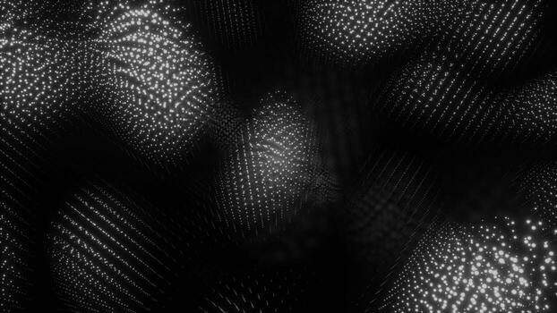 Concept view of neurons firing in an artificial intelligence, deep learning neural network. Design. Clouds of particles in digital space. photo