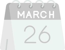 26th of March Grey scale Icon vector