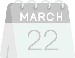 22nd of March Grey scale Icon vector